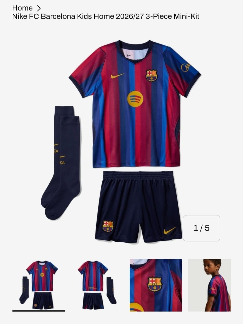 Nike Kids FC Barcelona Home Mini Kit - Blue & Red